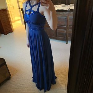 Blue chiffon and sequined prom dress!